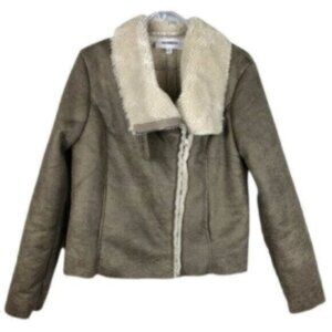 BB Dakota  Dark Tan & Cream Faux Suede Shearling Jacket Medium